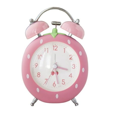 Quiet Quartzs Strawberry Alarm Clock For Heavy Sleepers Kids Adults Loud Twin Bells Night Light Bedroom Living Room Gift