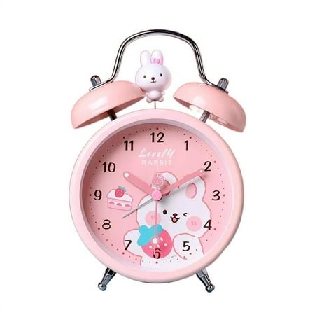 Rabbit Alarm Clock for Kids, Cute Alarm Clock for Heavy Sleepers with Backlight, Loud Twin Bell Alarm Clock for Bedroom Decoration