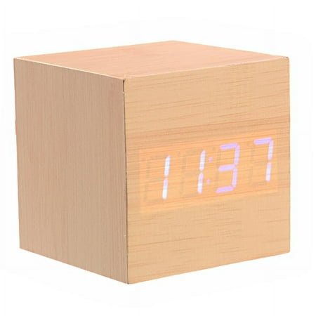 Raindrops Alarm Clock for Bedroom 008-11 LED Wooden Clock Blue 1Pack