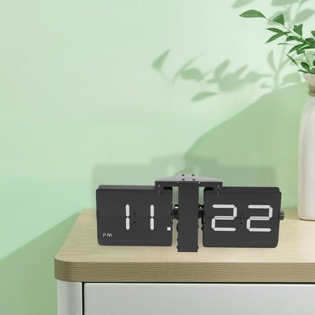 Retro Flip Clock 12-Hour Wall and Tabletop Digital Display with Large Clear Numbers – Durable Stainless Steel, Quiet Operation, Battery Powered