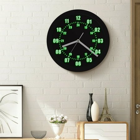 Retro Military Pattern Wall Clock W/ LED 12/24 Hour Display 7 Colors Backlight