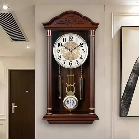 Retro Wall Clock Silent Pendulum Grandfather Clock Quartz Decorative 22.8inch High Traditional Design Birthday Gift Timepiece