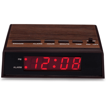 Retro Wood Style Easy To Read Super Bright Small Night Table Ascending Alarm Clock 22690.