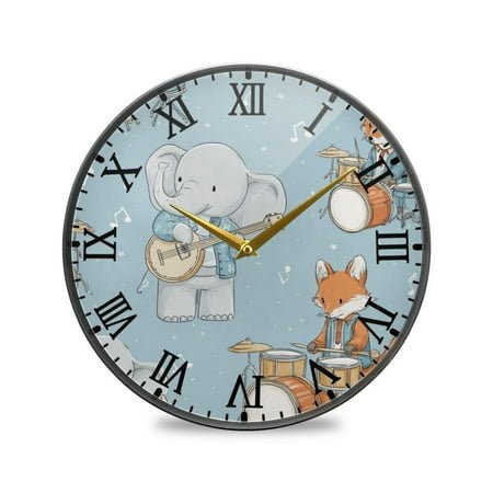 Round Clock Wall Clock Decorative Clock 9.5 Sizes Animals Playing Musical Instruments