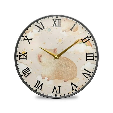 Round Clock Wall Clock Decorative Clock 9.5 Sizes Capybara Pattern