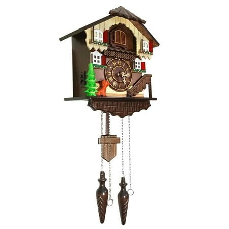 RUAIGRD Traditional German Style Cuckoo Clock Black Forest House Clock Wooden Wall Pendulum Quartz Clock