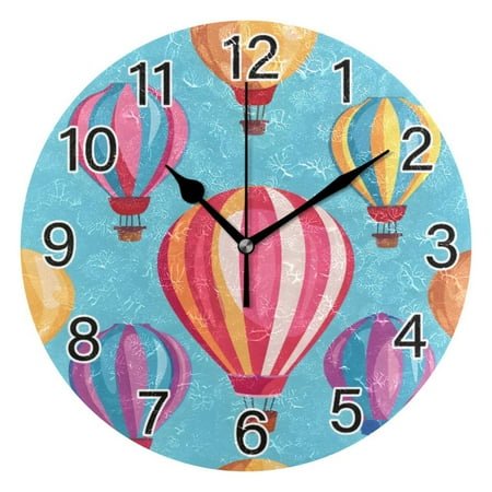 Ryvnso Hot Air Balloon Wall Clock Non Ticking Silent Kitchen Clock Battery Operated Clocks 10 inch