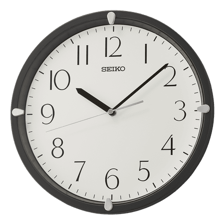 Seiko 12 Kuota Round Quartz Traditional Wall Clock Black Frame Analog QHA007JLH