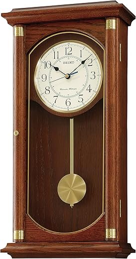 SEIKO Rectangular Wall Clock with Pendulum and Dual Chimes