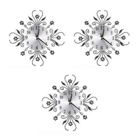 Set of 3 Silent Wall Clocks Accurate Time Wall Clock 35.00X35.00X3.00CM Black