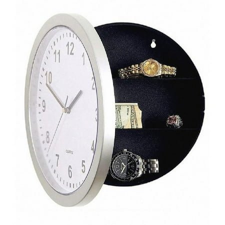 SIEYIO 25cm Round Hidden Secret Wall Clock Storage Box Safe Money Jewelry Stuff Container for Living Room Home Garden