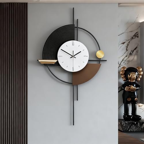 SIN&MI Modern Wall Clock for Living Room,Large Decorative Wall Clock,Digital Creative Silent Clock Battery Operated for Kitchen/Entryway/Bedroom/Office/Dinning Room Metal Wall Decor，17.5 * 31 Inch