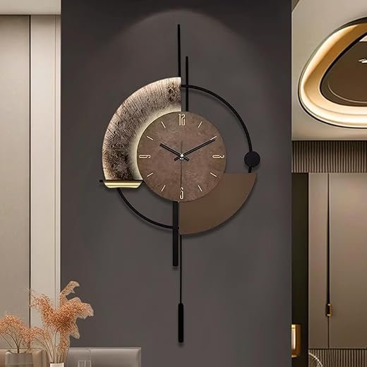 SIN&MI Wall Clock,Decorative Wall Clocks with Pendulum,Silent Quality Quartz Clock Battery Operated,Large Clock for Living Room,Kitchen,Home,Bathroom,Bedroom Wall Decor,16.5 * 31.5inch