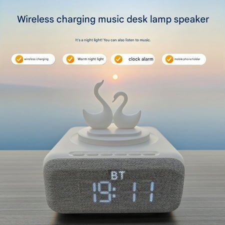 Smart Alarm Clock, Sunrise Light & Wireless Charging Dock | Bluetooth Speaker & Radio for Bedroom