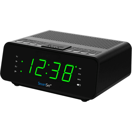 SmartSet Dual Alarm Clock Radio with AM/FM Radio, Dimmer, Sleep Timer and .9 LED Display, CKS1900