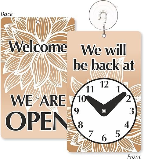 SmartSign “We Will Be Back - Welcome We are Open” Two-Sided Be Back Clock Sign | 7.75" x 4.75" Plastic