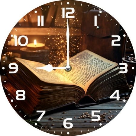 Soliyoahee Bible Clock 10inch Round Living Room Decorative Wall Clock Silent No Tick Battery Powered for Kitchen Living Room Office Bathroom