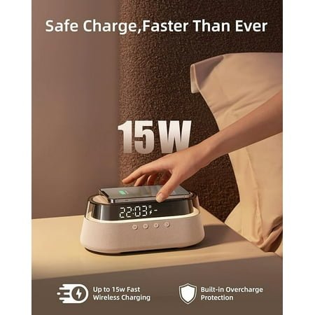 SonicNest 22.5mm Tabletop Woodland Alarm Clock with AM/FM Radio,Touch-Control Night Light & Timer Function, for Home & Travel