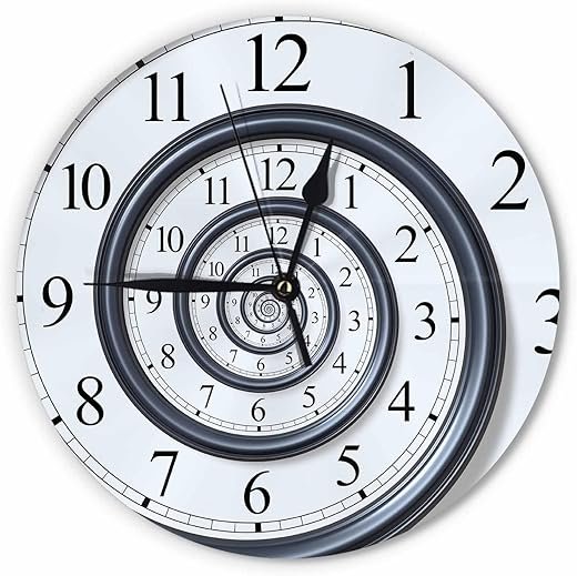 Spiral Clock Wall Clock Round 10 Inch Battery Operated Abstract Clock Time Spiral Like Snail's Pacel Unique Silent Wooden Clocks Art Wall Decor for Living Room Classroom Bedroom Office