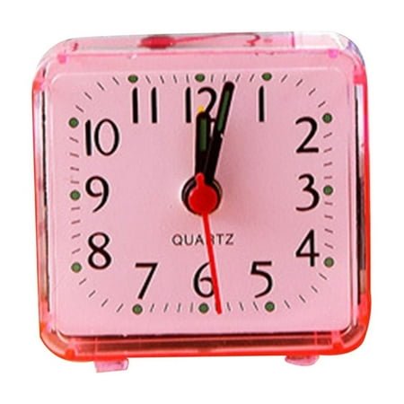 Square Small Bed Alarm Clock Transparent Case Compact Travel Alarm Clock Cute Portable Children Student Table Desk Clock