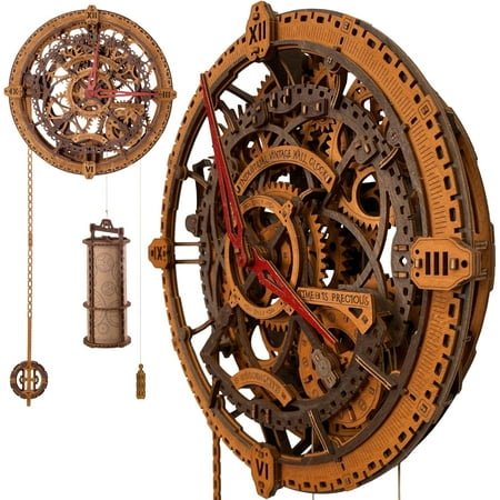 Steampunk 3D Puzzle Clock – DIY Mechanical Wall Clock Kit for Adults – Unique Engineering Gift and Vintage Decor