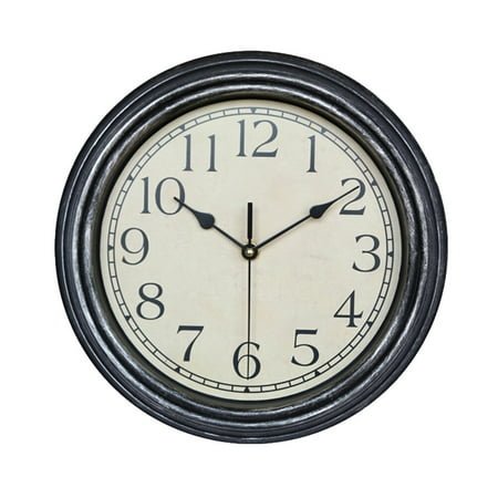 STRANDCHIC Silent Sweep Quartz Wall Clock Wood-Like Round Frame for Office Home Decor Modern Design