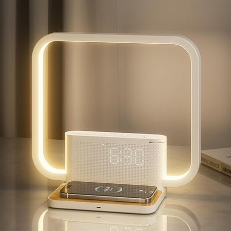 Sunrise Alarm Clock for Heavy Sleepers,Touch Lamps for Nightstand with Wireless Charger Station for iPhone/Samsung,Sound Machine,Wake Up Light with Snooze/Timer/10 Natural Sounds/3 Dimmable