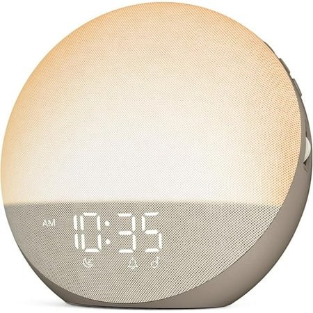 Sunrise Alarm Clock White Noise Machine: Natural Wake Up Light - Dimmable Clock with Bluetooth Speaker for Bedroom - 25 Sleep Sounds for Baby Adults Kids Cocoa