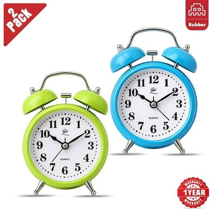 Super Loud Twin Bell Alarm Clock, Non-Ticking, Backlit Alarm Clock for Heavy Sleepers & Bedrooms