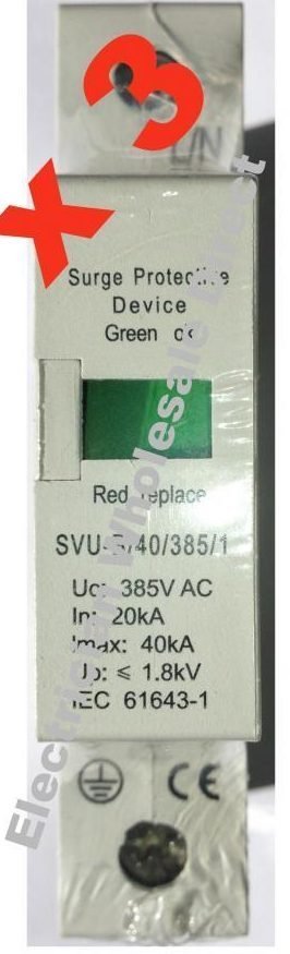 SURGE PROTECTOR x3 ARRESTOR 3 PHASE DIN RAIL 240V / 415V