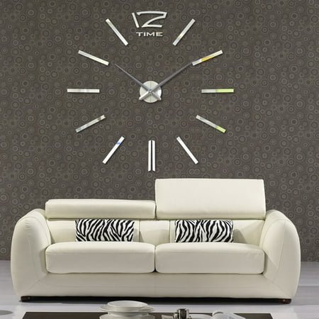 TABLZONE Frameless Wall Clock Silver Contemporary Style Easy DIY Installation