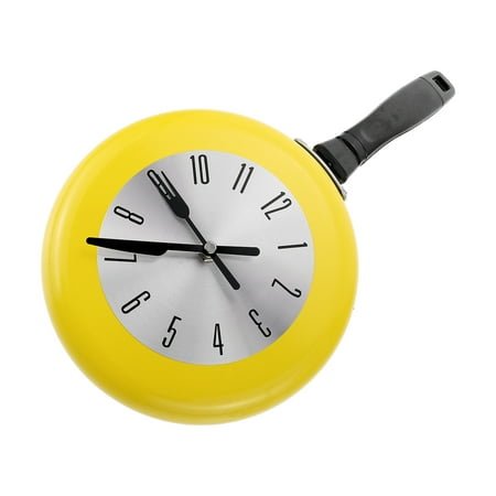 TABLZONE Yellow Metal Wall Clock Round Silent Sweep Seconds Easy Install Home Decor 1Set