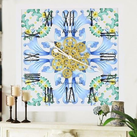 THE GEARS CLOCK Wall Clock with Real Moving Gears IT-LI_ 24 in Square Ravello