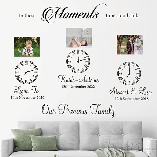 Time Stood Still Wall Decal - Vintage Clock Vinyl Sticker for Home Decor - Inspirational Quote Wall Art for Living Room, Bedroom, Office - Removable Motivational Decor
