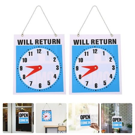 Topbathy Lightweight Wall Clock Sign Pendant Decor 2pcs for Restaurant Shop Office with Hanging Rope