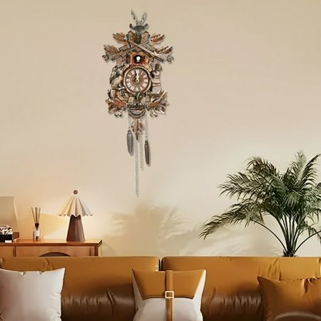 Traditional Northern European Style Wall Clock, German Black Forest Design with Bird Sound, Elegant Home and Office Decor