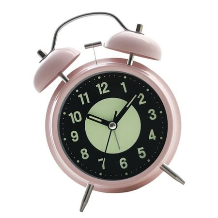 Twin Bells Bedroom Alarm Clock Large Green Glowing Dials Nightlight Feature Loud Wake Up Sound Desk Clock for Student