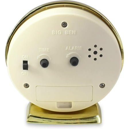 UGUCYUI-Big Ben Classic Battery Operated Bedside Alarm Clock with Loud Alarm, Quartz Accuracy, Gold-Tone Plastic Base