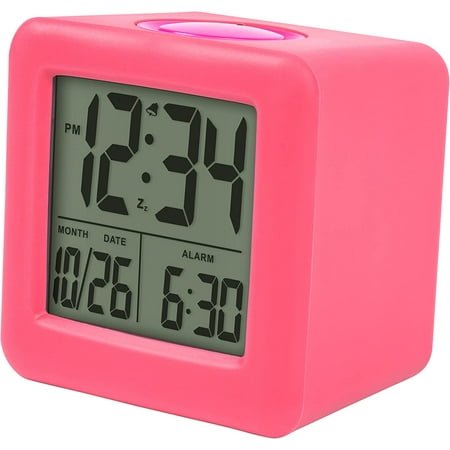 UGUCYUI-Equity 73002 Pink Soft Cube LCD Alarm Clock with Smart Light