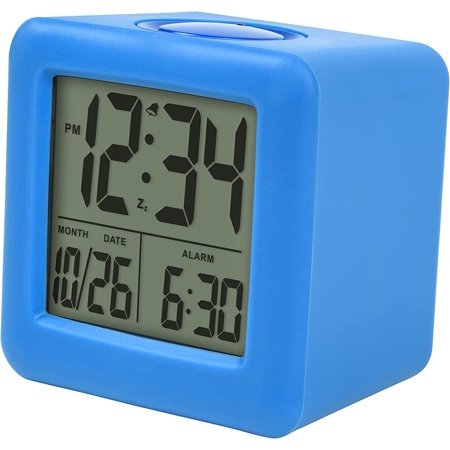 UGUCYUI-Equity 73005 Blue Soft Cube LCD Alarm Clock with Smart Light