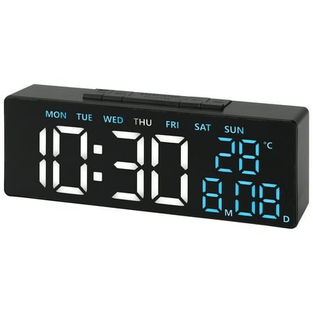 Unique Bargains Dimmable Digital LED Alarm Clock Blue 7.1L x 1.4W x 2.6H