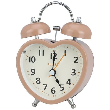 Unique Bargains Heart Shape Design Mechanical Alarm Clock Brown 5.1L x 2.2W x 3.3H