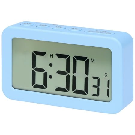 Unique Bargains Small Loud Alarm Clock Battery Operated Desk Clock Blue