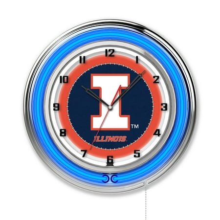 University of Illinois 19 Double Neon Wall Clock