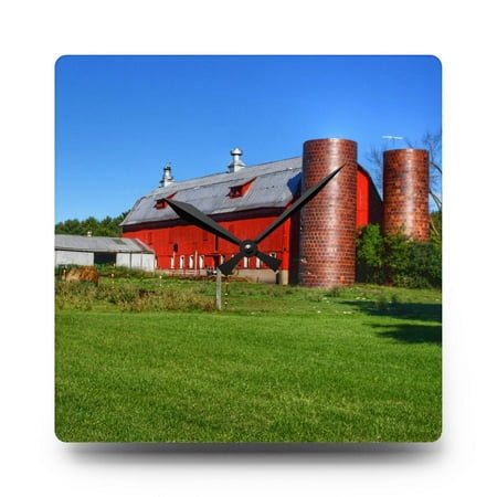 U R There Photography Baldwin Red II Rustic Farmhouse Acrylic Analog Wall Clock