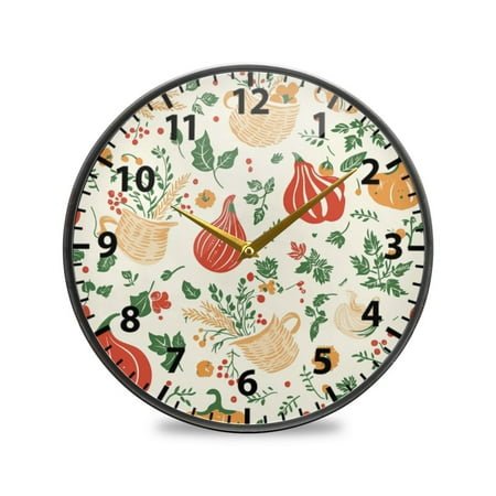 Vegetables Wall Clock Modern Decor Acrylic Clock Golden Hands 9.5in