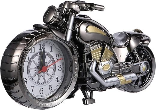 Vintage Desk Clock Motorcycle Tabletop Clock Non Ticking Battery Operated Desk Shelf Clocks Motorcycle Sculpture for Home Office Desktop Shelf Decor Ideal for Men Friend
