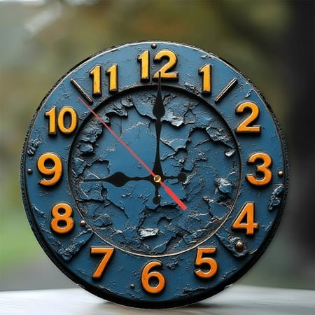 Vintage Distressed Blue Wall Clock Home Decor 10-Inch Silent Wooden Wall Clock, Battery Operated (AA Batteries Not Included), Artistic Home Decor