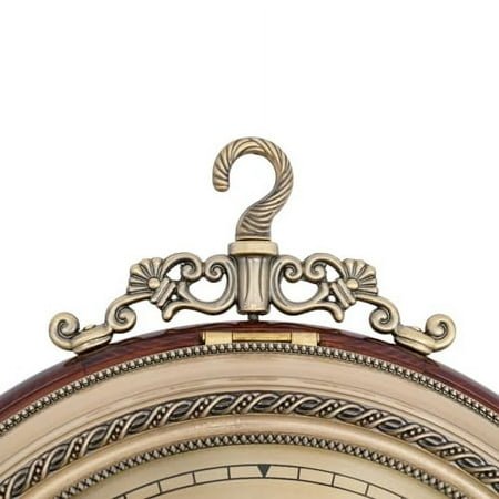 Vintage Double Sided Wall Clock, Brown Painted Wood and Golden Electroplated Alloy Wall Hanging Two Faces Retro Round Clock, Wall-Mounted Metal Antique Style Home Decor Silent Wall