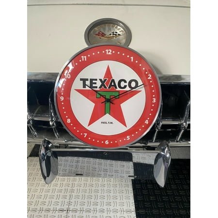 Vintage style TEXACO T Star Gas and OIL Round Clock (12 INCH) NEW with GLASS FACE
